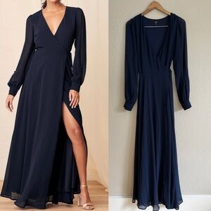 NWOT My Whole Heart Dark Navy Blue Long Sleeve Wrap Dress